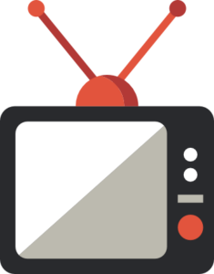 television set with rabbit ears icon